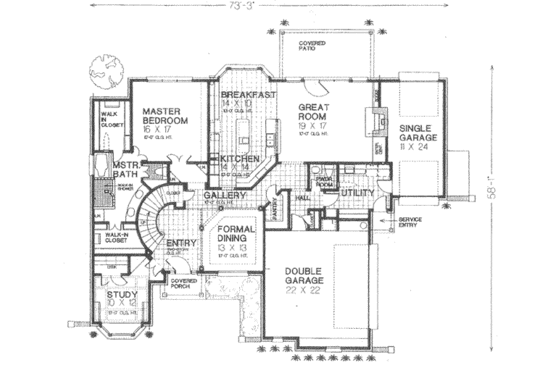 Floor Plan - Main Floor for European House Plan #310-498 - 4 bed, 3.5 bath