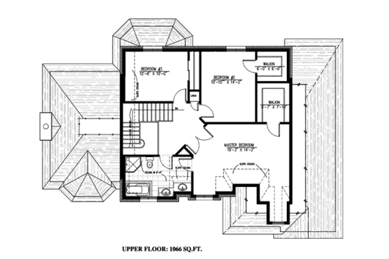 Floor Plan - Upper Floor for European House Plan #138-322 - 3 bed, 1.5 bath