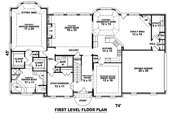 Floor Plan - Main Floor for Colonial House Plan #81-1258 - 3 bed, 4 bath