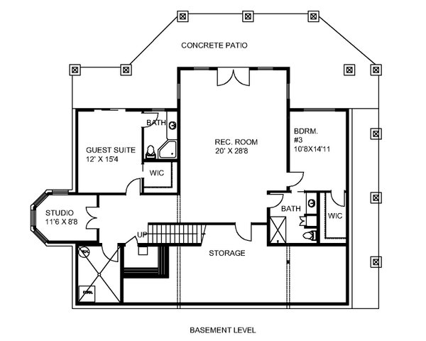 Cabin Floor Plan - Lower Floor Plan #117-973