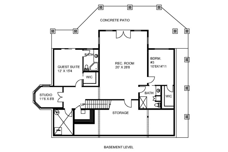 Dream House Plan - Floor Plan - Lower Floor for Cabin House Plan #117-973 - 4 bed, 4 bath