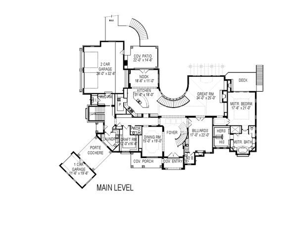 House Blueprint - European Floor Plan - Main Floor Plan #920-126