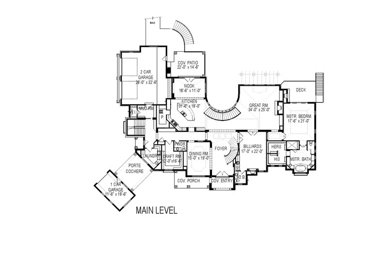 Dream House Plan - Floor Plan - Main Floor for European House Plan #920-126 - 3 bed, 3.5 bath