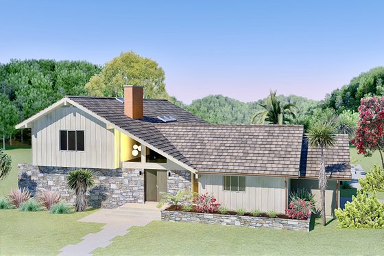 Exterior - Front Elevation 3 for Modern House Plan #489-16 - 4 bed, 4.5 bath