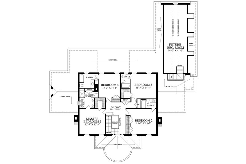 House Blueprint - Floor Plan - Upper Floor for Southern House Plan #137-414 - 5 bed, 5.5 bath