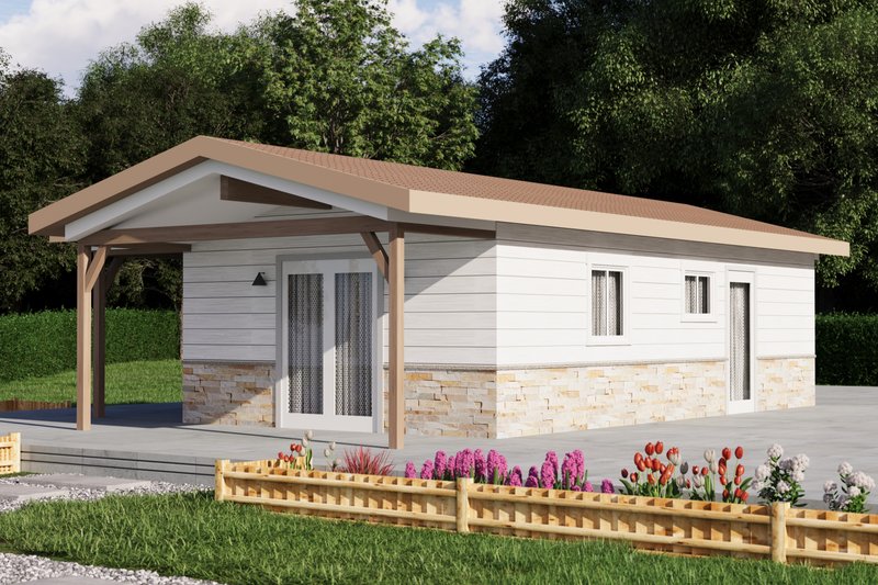 Home Plan - Exterior - Front Elevation 3 for Ranch House Plan #1106-146 - 1 bed, 1 bath