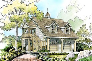 Cottage Exterior - Front Elevation Plan #140-132