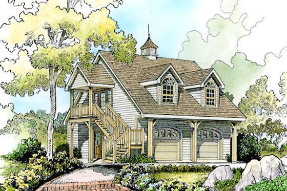 Exterior - Front Elevation for Cottage House Plan #140-132 - 1 bed, 1 bath
