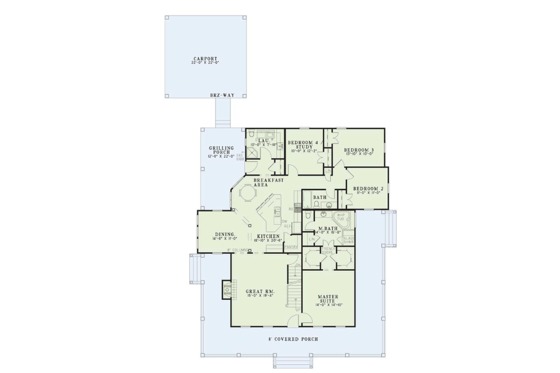 Floor Plan - Main Floor for Farmhouse House Plan #17-3420 - 4 bed, 3 bath