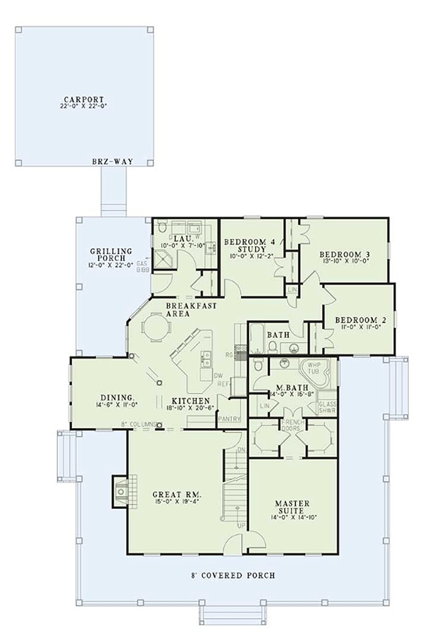 Architectural House Design - Farmhouse Floor Plan - Main Floor Plan #17-3420