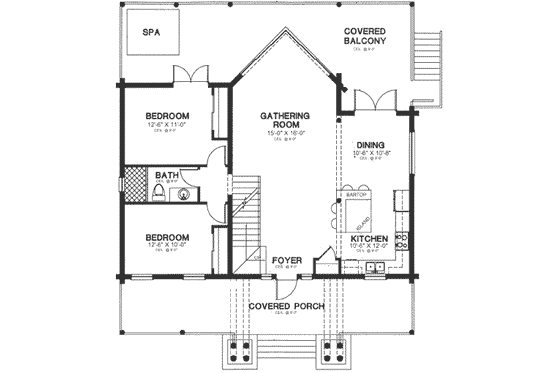 Floor Plan - Main Floor for Log House Plan #115-155 - 3 bed, 2 bath