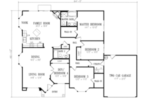 Floor Plan - Main Floor for Mediterranean House Plan #1-408 - 4 bed, 2 bath
