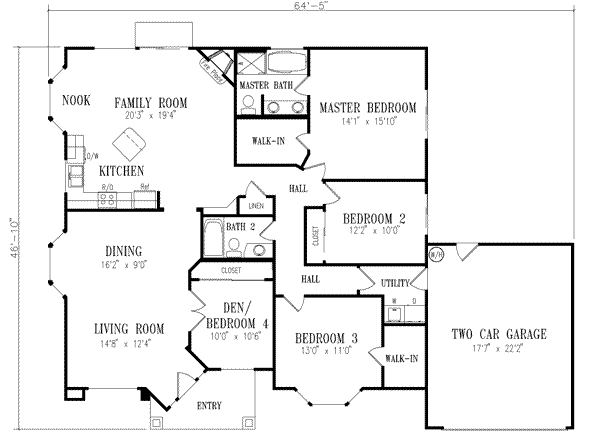 Architectural House Design - Mediterranean Floor Plan - Main Floor Plan #1-408