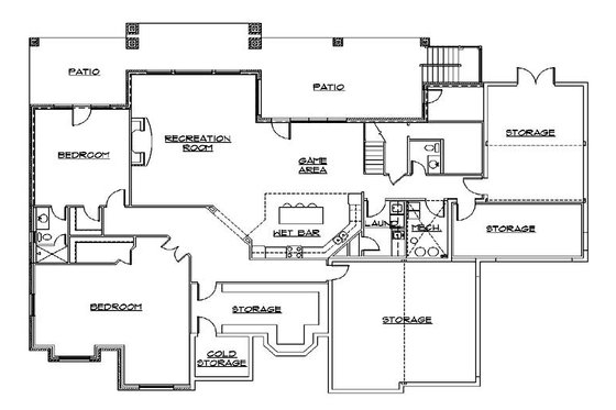 Floor Plan - Lower Floor for European House Plan #5-445 - 6 bed, 5 bath