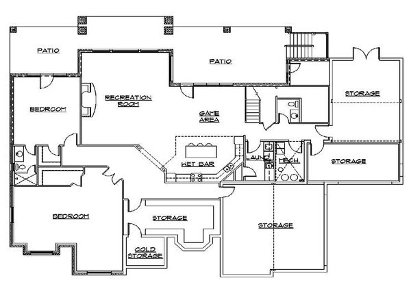 Architectural House Design - European Floor Plan - Lower Floor Plan #5-445
