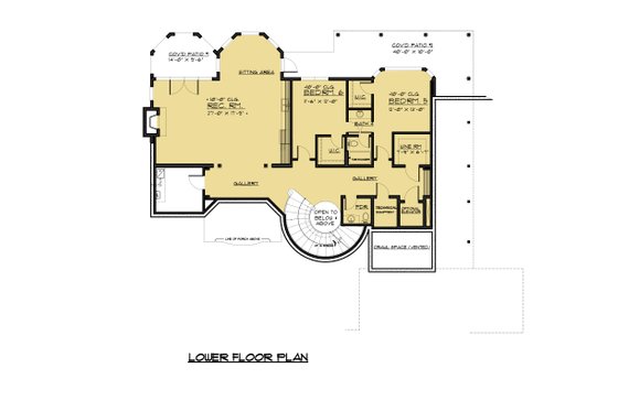 Floor Plan - Lower Floor for Victorian House Plan #1066-55 - 5 bed, 4 bath