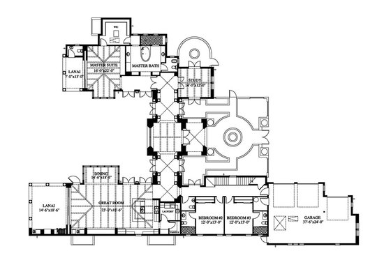 Floor Plan - Main Floor for Mediterranean House Plan #426-19 - 4 bed, 5 bath