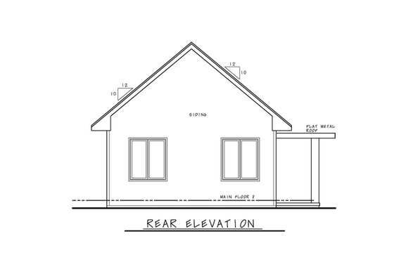 Exterior - Rear Elevation for Modern House Plan #20-2536 - 2 bed, 1 bath