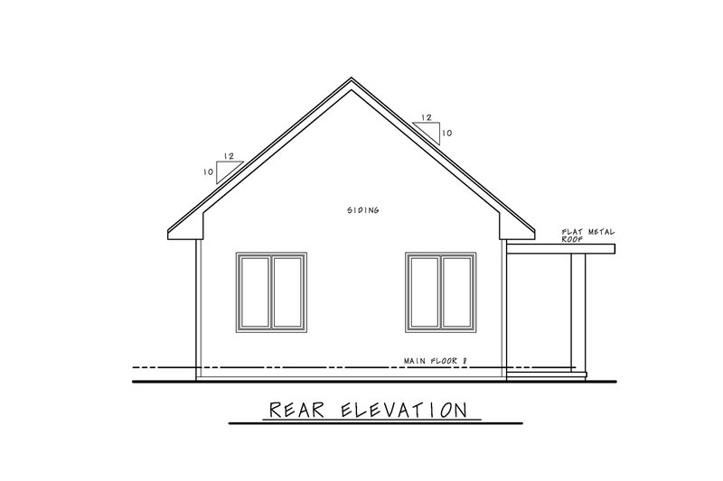 Home Plan - Exterior - Rear Elevation for Modern House Plan #20-2536 - 2 bed, 1 bath
