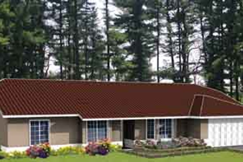 Architectural House Design - Adobe / Southwestern Exterior - Front Elevation Plan #1-380