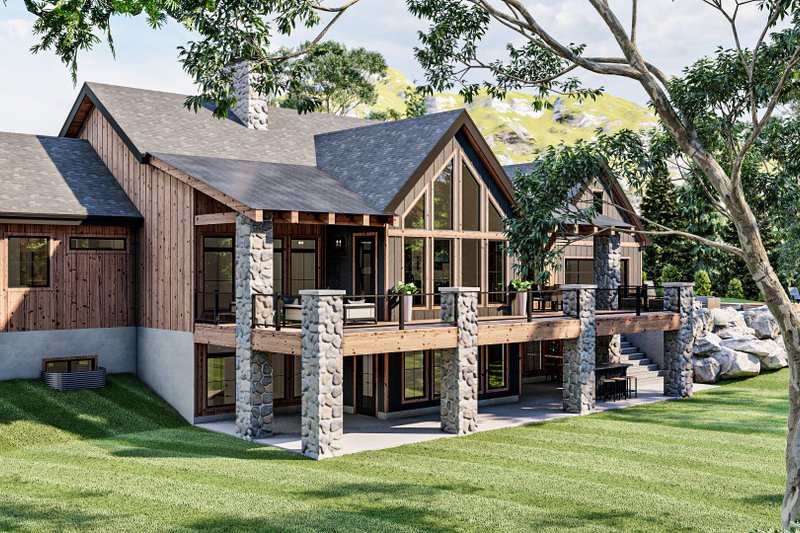 House Design - Exterior - Rear Elevation for Cabin House Plan #455-257 - 2 bed, 2 bath