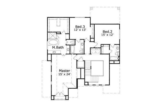 Floor Plan - Upper Floor for European House Plan #411-352 - 3 bed, 4.5 bath