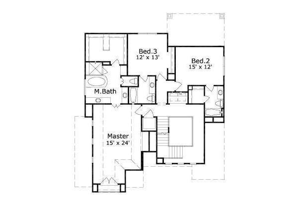 Floor Plan - Upper Floor for European House Plan #411-352 - 3 bed, 4.5 bath
