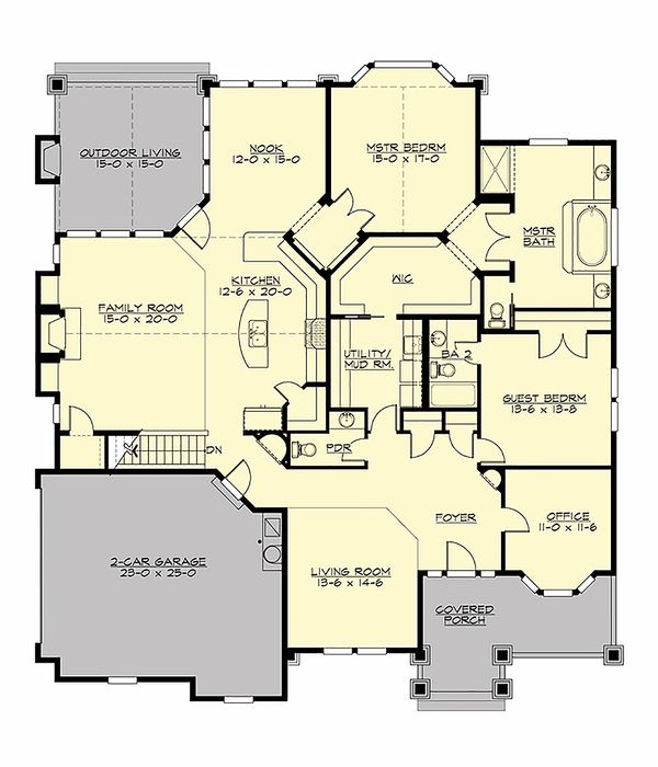 Craftsman Floor Plan - Main Floor Plan #132-230