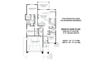 Floor Plan - Main Floor for Prairie House Plan #1100-19 - 3 bed, 2 bath