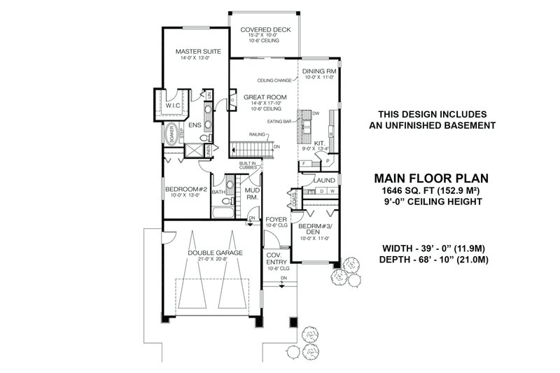Dream House Plan - Floor Plan - Main Floor for Prairie House Plan #1100-19 - 3 bed, 2 bath