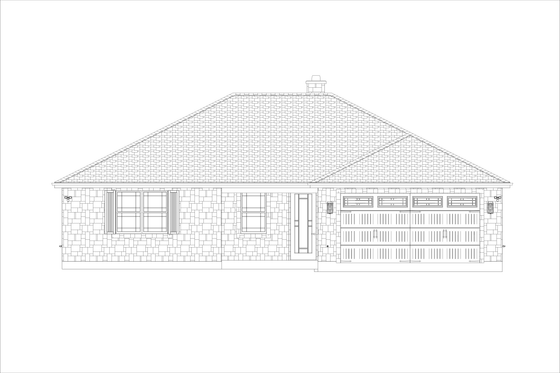 Exterior - Front Elevation 3 for Traditional House Plan #1127-13 - 3 bed, 2 bath