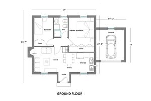 Floor Plan - Main Floor for European House Plan #542-6 - 2 bed, 1 bath