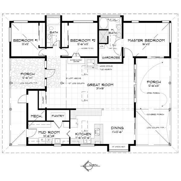 Country Floor Plan - Main Floor Plan #452-1