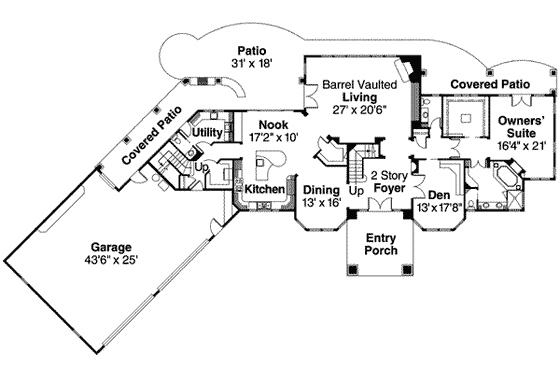 Floor Plan - Main Floor for European House Plan #124-603 - 4 bed, 5.5 bath