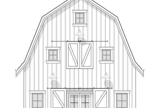 Exterior - Front Elevation 5 for Barndominium House Plan #1114-123 - 1 bed, 1 bath