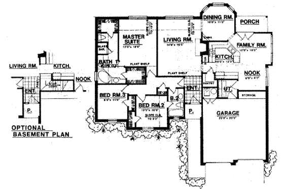 Floor Plan - Main Floor for Traditional House Plan #40-298 - 3 bed, 2 bath