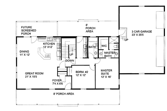 Floor Plan - Main Floor for Cabin House Plan #117-789 - 2 bed, 2 bath