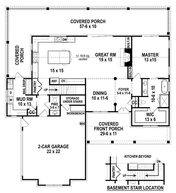 Architectural House Design - Farmhouse Floor Plan - Main Floor Plan #119-433