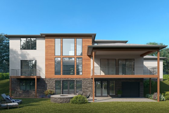 Exterior - Rear Elevation for Contemporary House Plan #1066-148 - 5 bed, 5.5 bath