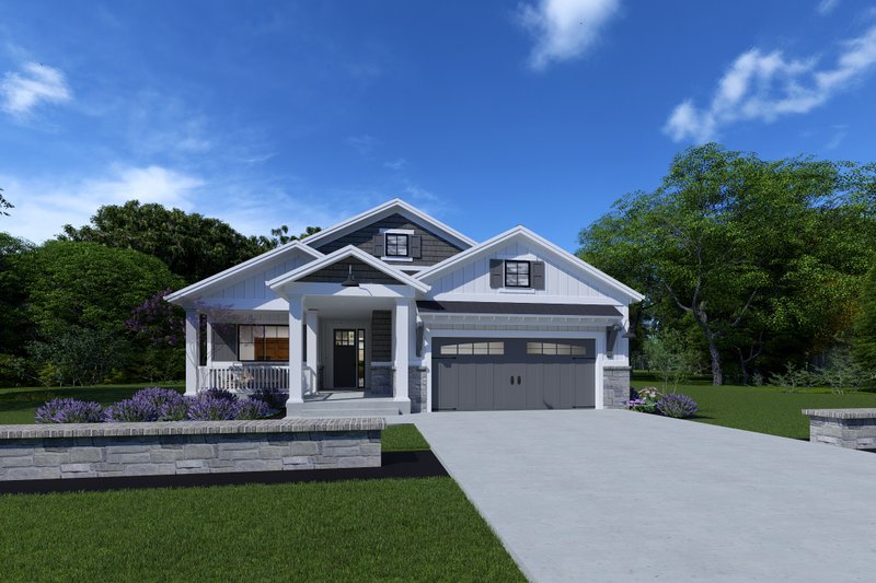 House Blueprint - Ranch Exterior - Front Elevation Plan #1069-23