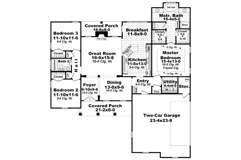 Home Plan - Floor Plan - Main Floor for Country House Plan #21-315 - 3 bed, 2 bath