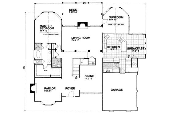 Floor Plan - Main Floor for European House Plan #56-224 - 3 bed, 3.5 bath