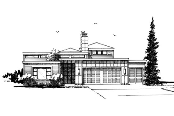 Exterior - Front Elevation 3 for Contemporary House Plan #942-49 - 3 bed, 3.5 bath
