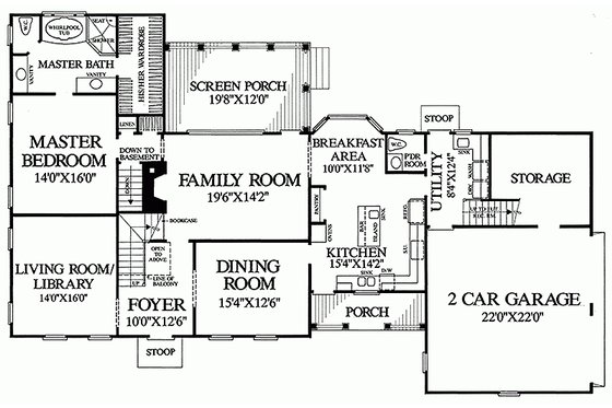 Floor Plan - Main Floor for Colonial House Plan #137-193 - 4 bed, 3 bath