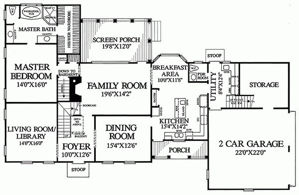 Architectural House Design - Colonial Floor Plan - Main Floor Plan #137-193