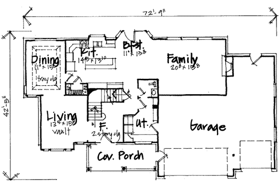 Floor Plan - Main Floor for European House Plan #308-234 - 4 bed, 3.5 bath