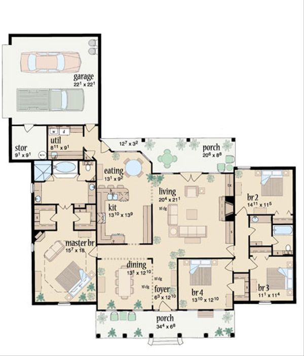 Architectural House Design - Traditional Floor Plan - Main Floor Plan #36-209