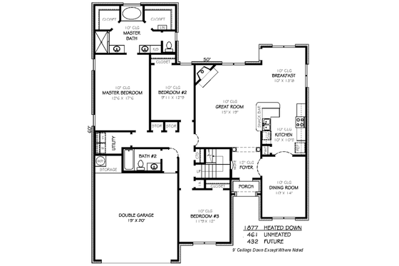 Floor Plan - Main Floor for European House Plan #424-295 - 3 bed, 2 bath