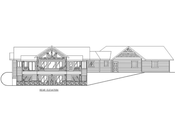 Exterior - Rear Elevation for Ranch House Plan #117-875 - 3 bed, 2.5 bath