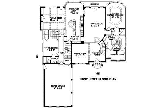 Floor Plan - Main Floor for European House Plan #81-1340 - 3 bed, 4 bath